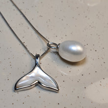 Load image into Gallery viewer, Freshwater Whale Tail &amp; Drop Pearl Set, Sterling Silver
