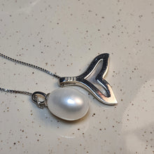 Load image into Gallery viewer, Freshwater Whale Tail &amp; Drop Pearl Set, Sterling Silver
