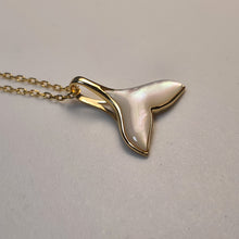 Load image into Gallery viewer, Akoya Pearl &amp; Whale Tail Pendant + Chain, 18K Yellow Gold
