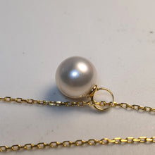 Load image into Gallery viewer, Akoya Pearl &amp; Whale Tail Pendant + Chain, 18K Yellow Gold
