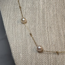 Load image into Gallery viewer, Freshwater Pearl Station Necklace, 18K Yellow Gold
