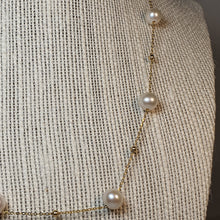 Load image into Gallery viewer, Freshwater Pearl Station Necklace, 18K Yellow Gold
