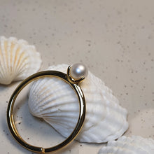 Load image into Gallery viewer, Freshwater Pearl Golden Ring, Sterling Silver
