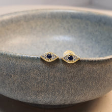 Load image into Gallery viewer, Evil Eye Stud Earrings, Sterling Silver
