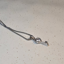 Load image into Gallery viewer, Crystal Key Pendant &amp; Chain, Sterling Silver
