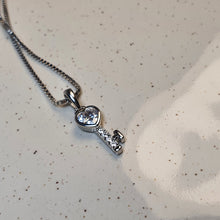 Load image into Gallery viewer, Crystal Key Pendant &amp; Chain, Sterling Silver
