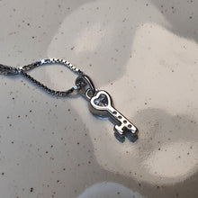 Load image into Gallery viewer, Crystal Key Pendant &amp; Chain, Sterling Silver
