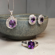 Load image into Gallery viewer, Amethyst Gemstones Jewellery set, Sterling Silver, Amispearl

