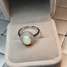 Load image into Gallery viewer, Natural Large Oval Opal Ring, Sterling Silver
