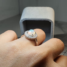 Load image into Gallery viewer, Natural Large Oval Opal Ring, Sterling Silver
