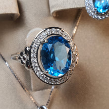 Load image into Gallery viewer, Natural Blue Topaz Gemstone Jewellery Set, Sterling Silver
