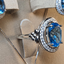 Load image into Gallery viewer, Natural Blue Topaz Gemstone Jewellery Set, Sterling Silver
