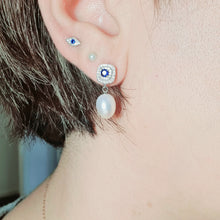 Load image into Gallery viewer, Evil Eye Stud Earrings, Sterling Silver
