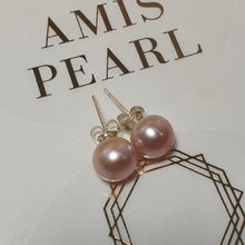 Load image into Gallery viewer, Pink Freshwater Pearl Stud, Sterling silver
