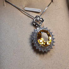 Load image into Gallery viewer, Vintage Style Citrine Gemstone Necklace, Sterling Silver
