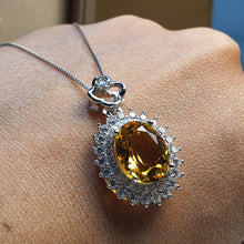 Load image into Gallery viewer, Vintage Style Citrine Gemstone Necklace, Sterling Silver
