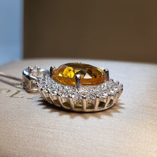 Load image into Gallery viewer, Vintage Style Citrine Gemstone Necklace, Sterling Silver
