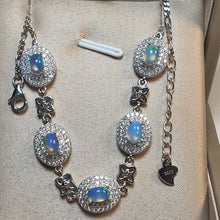 Load image into Gallery viewer, Natural Australians Opal Gemstones Bracelet, Sterling Silver
