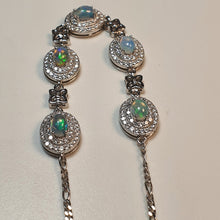 Load image into Gallery viewer, Natural Australians Opal Gemstones Bracelet, Sterling Silver
