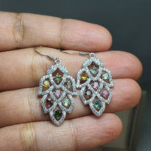 Load image into Gallery viewer, Natural Tourmaline Gemstone Earrings, Sterling Silver
