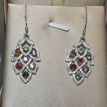 Load image into Gallery viewer, Natural Tourmaline Gemstone Earrings, Sterling Silver
