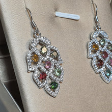 Load image into Gallery viewer, Natural Tourmaline Gemstone Earrings, Sterling Silver
