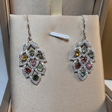 Load image into Gallery viewer, Natural Tourmaline Gemstone Earrings, Sterling Silver
