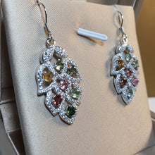 Load image into Gallery viewer, Natural Tourmaline Gemstone Earrings, Sterling Silver

