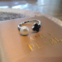 Load image into Gallery viewer, Freshwater Button Pearl &amp; Agate Gemstone Ring, Sterling Silver
