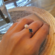 Load image into Gallery viewer, Freshwater Button Pearl &amp; Agate Gemstone Ring, Sterling Silver
