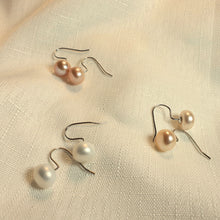 Load image into Gallery viewer, Large Freshwater Pearl Hook Earrings, Sterling Silver
