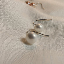 Load image into Gallery viewer, Large Freshwater Pearl Hook Earrings, Sterling Silver
