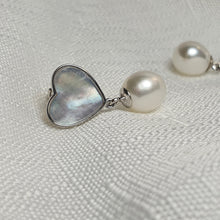 Load image into Gallery viewer, Heart_shape Mother of Pearl &amp; Freshwater Pearl Earrings

