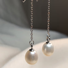 Load image into Gallery viewer, Freshwater Drop Pearl Thread Earrings, Sterling Silver
