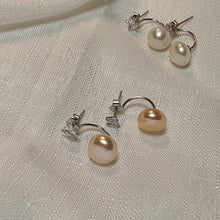 Load image into Gallery viewer, Freshwater Pearl Modern Design Earrings, Sterling Silver
