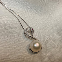 Load image into Gallery viewer, Swan Necklace With Freshwater Pearl, Sterling Silver

