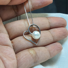 Load image into Gallery viewer, Heart &amp; Freshwater Pearl Pendant, Sterling Silver

