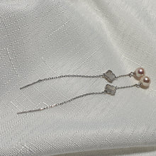 Load image into Gallery viewer, Clover Mother of Pearl &amp; Freshwater Pearl Earrings, Sterling Silver
