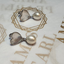 Load image into Gallery viewer, Heart_shape Mother of Pearl &amp; Freshwater Pearl Earrings
