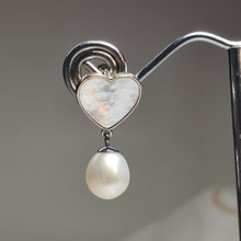 Load image into Gallery viewer, Heart_shape Mother of Pearl &amp; Freshwater Pearl Earrings
