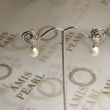Load image into Gallery viewer, Flower Design &amp; Rice Freshwater Pearl Earring, Sterling Silver
