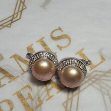 Load image into Gallery viewer, Large Freshwater Pearl Sparkling Earrings, Sterling Silver
