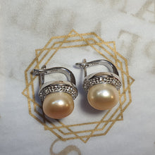 Load image into Gallery viewer, Large Freshwater Pearl Sparkling Earrings, Sterling Silver
