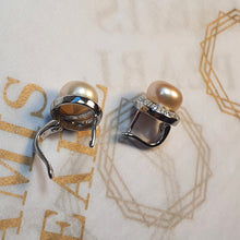 Load image into Gallery viewer, Large Freshwater Pearl Sparkling Earrings, Sterling Silver
