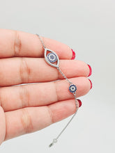 Load image into Gallery viewer, Evil Eye Double Icon Bracelet, Sterling Silver
