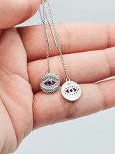 Load image into Gallery viewer, Evil Eye _ Nazar Earrings, Sterling Silver
