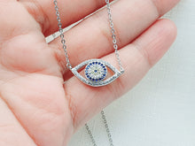 Load image into Gallery viewer, Large Single Evil Eye Icon Necklace, Sterling Silver
