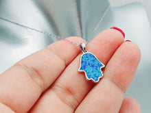 Load image into Gallery viewer, Hamsa Hand Opal Necklace, Sterling Silver

