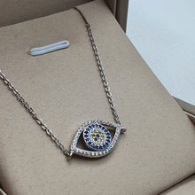 Load image into Gallery viewer, Large Single Evil Eye Icon Necklace, Sterling Silver
