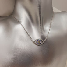 Load image into Gallery viewer, Large Single Evil Eye Icon Necklace, Sterling Silver

